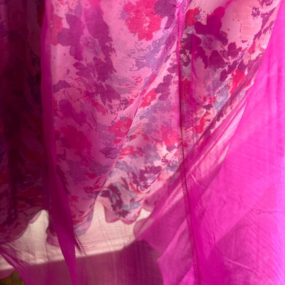 Alexander Michael Snyder Women's Purple Floral Sheer Overlay Midi Skirt Size 6 - Picture 9 of 9